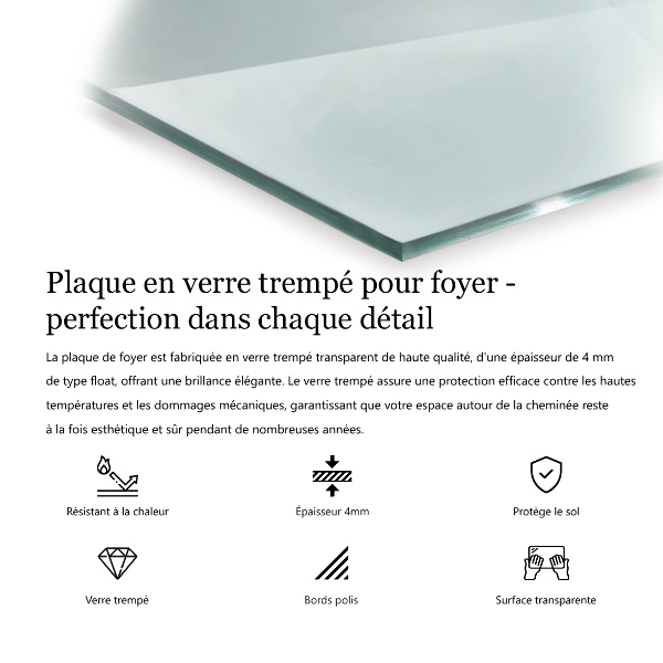 Szyba pod kominek 60x40 cm