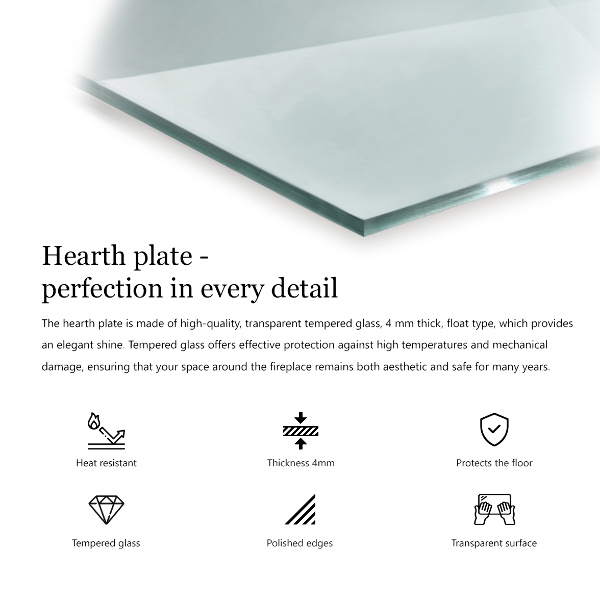 Szyba pod kominek 80x60 cm