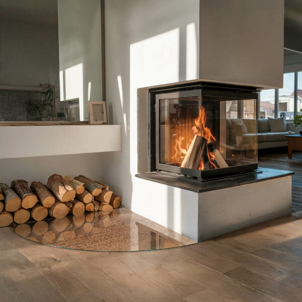 Szyba hartowana pod kominek Naturalny wzór drewna