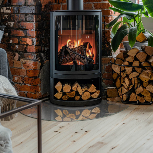 Szyba hartowana pod kominek Tekstura betonowa z efektem