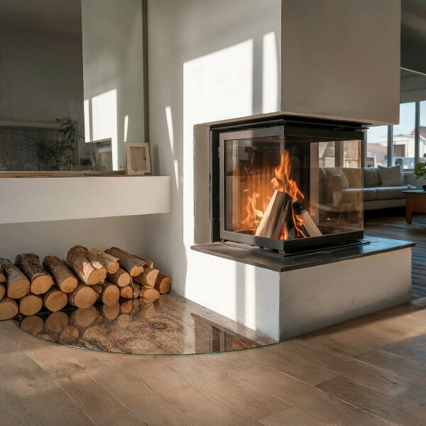 Szyba hartowana pod kominek Naturalny wzór drewna