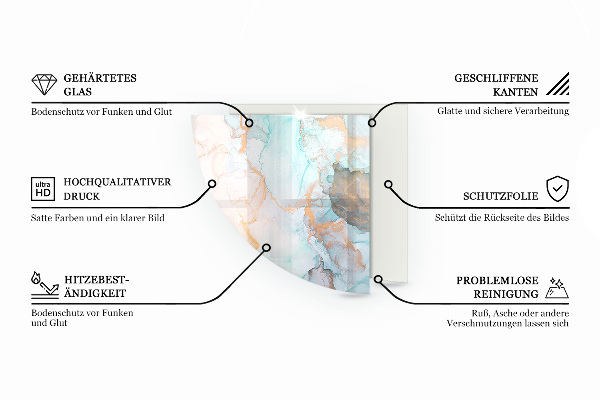 Szyba hartowana pod kominek Geometria z drewnem