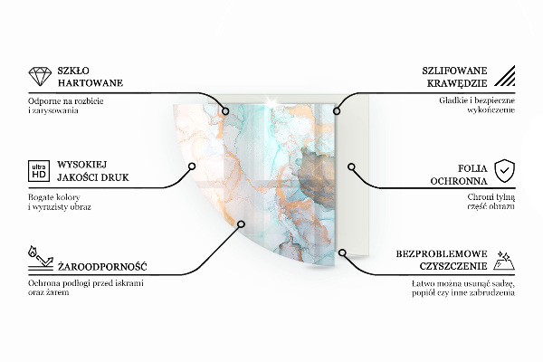 Szyba hartowana pod kominek Geometria z drewnem