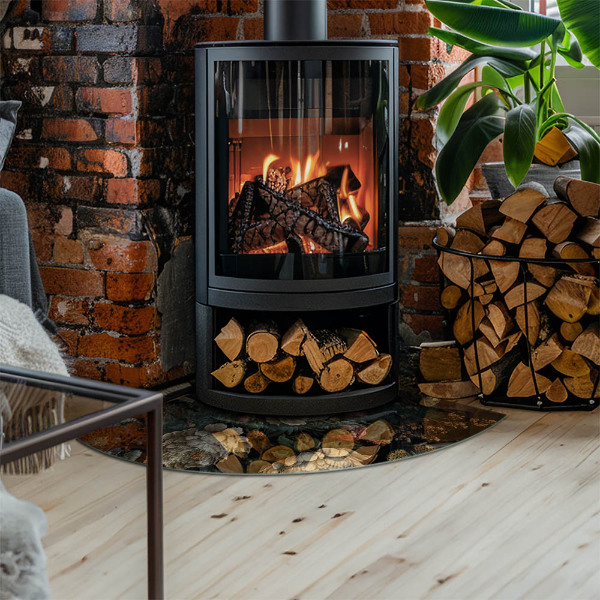 Szyba hartowana pod kominek Kwiatowy wzór z motylami