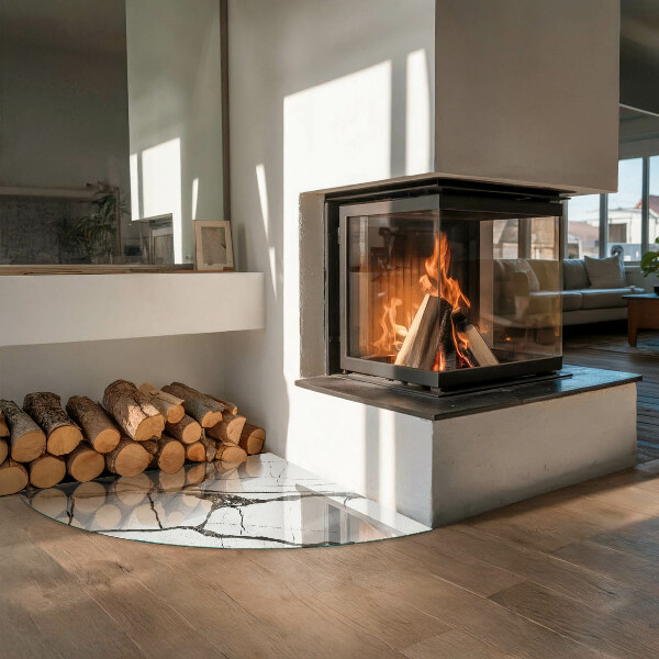 Szyba hartowana pod kominek Wzór marmurowych żył