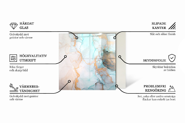Szkło hartowane pod kominek Wzór marmurowy z żyłkami