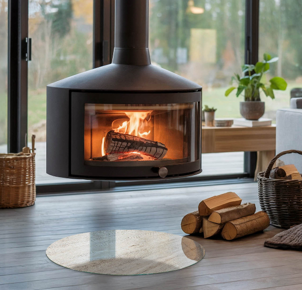 Szyba pod kominek Jasna tekstura drewna