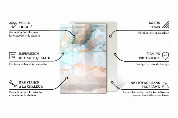 Szkło pod kominek Wzór marmurowy z żyłkami