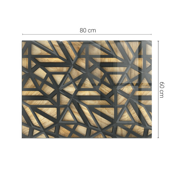 Szkło pod kominek Geometria z drewnem