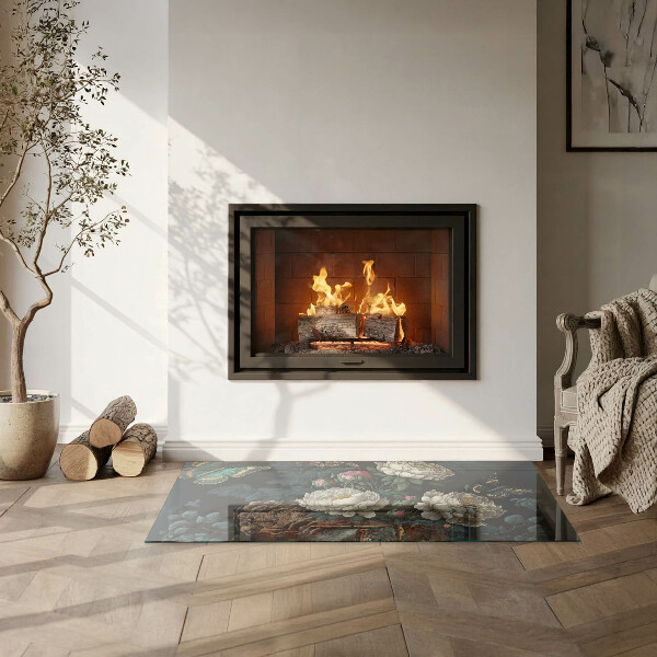 Podkładka pod kominek Kwiatowy wzór z motylami