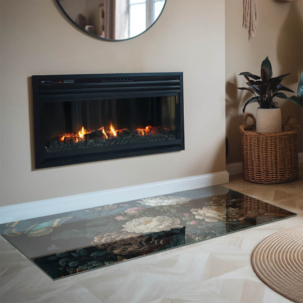 Podkładka pod kominek Kwiatowy wzór z motylami