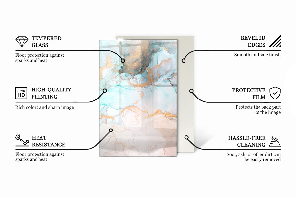 Szkło pod kominek Abstrakcyjne fale i linie