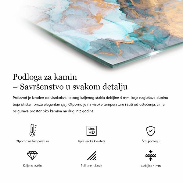 Szkło pod kominek Eleganckie liście w fakturze