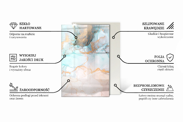 Szkło pod kominek Wzór marmurowych żył