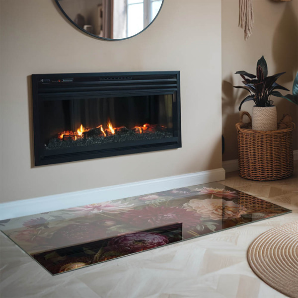 Szkło pod kominek Kwiatowy bukiet w detalu