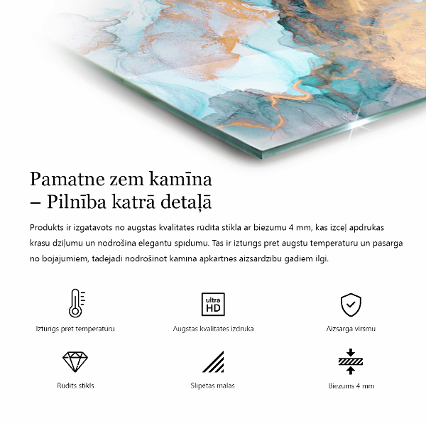 Szkło pod kominek Kolor Szaro-zielony