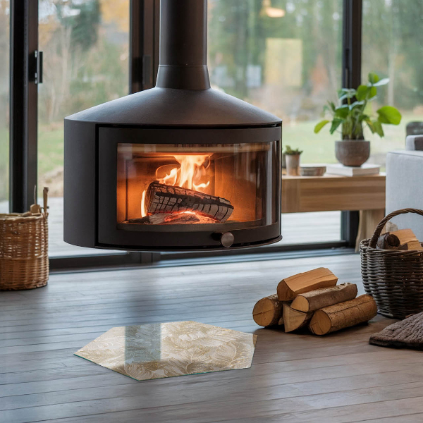 Szkło pod kominek wolnostojący Liście w subtelnych wzorach