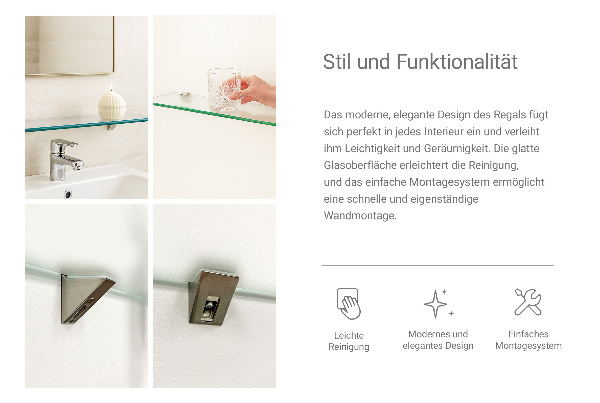 Półka pod lustro półprzezroczysta o wymiarach 100 x 13 cm