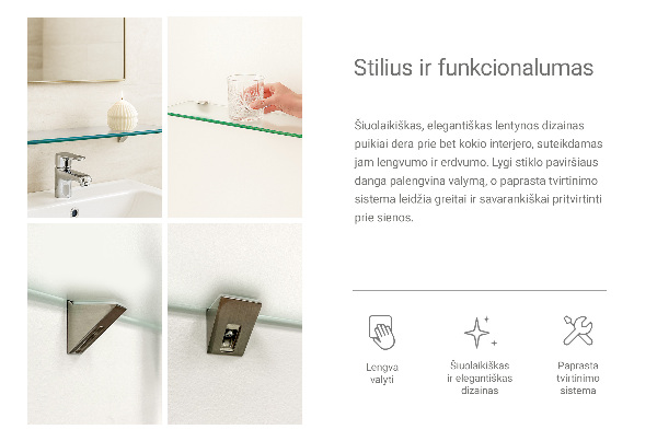 Półka wisząca do łazienki półprzezroczysta o wymiarach 80 x 13 cm