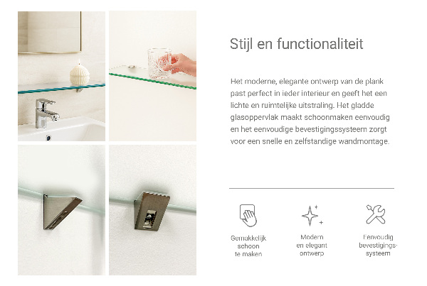 Półka szklana półprzezroczysta o wymiarach 40 × 13 cm