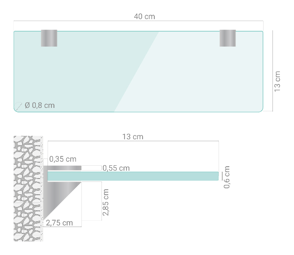 Półka do łazienki 40x13 cm