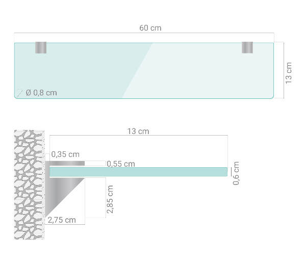 Półka do łazienki 60x13 cm