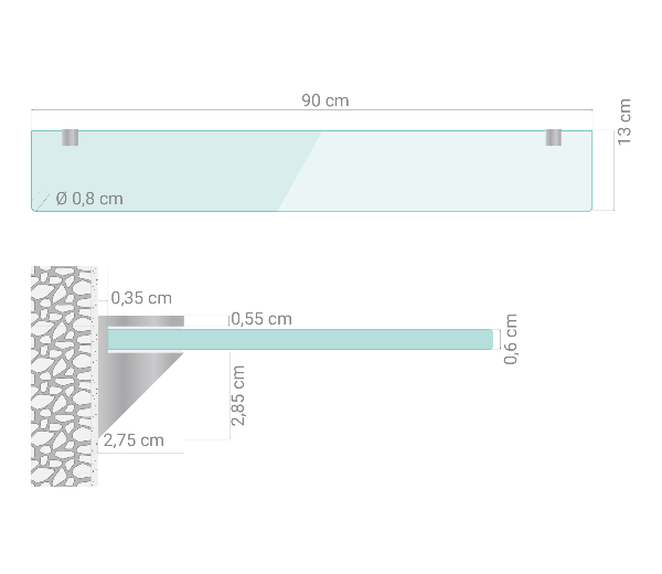Półka do łazienki 90x13 cm