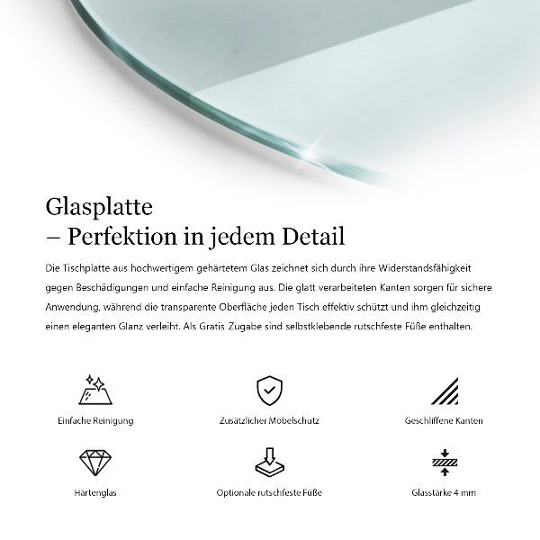 Blat stołowy okrągły przezroczysty