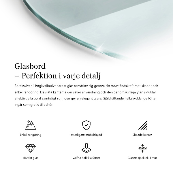 Blat stołowy okrągły przezroczysty