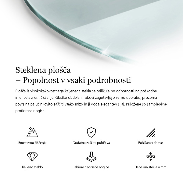 Blat stołowy okrągły przezroczysty