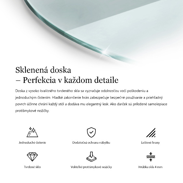 Blat stołowy okrągły przezroczysty