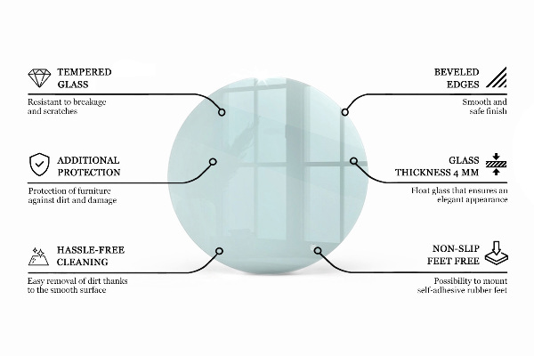 Blat stołowy okrągły przezroczysty