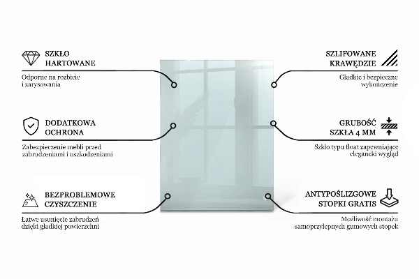 Przezroczysty prostokątny blat na stół