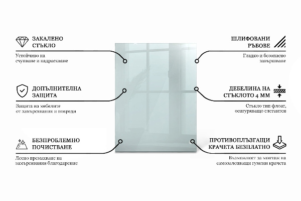Przezroczysty prostokątny blat na stół
