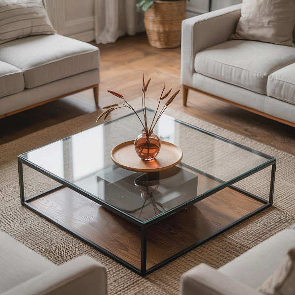 Przezroczysty prostokątny blat na stół