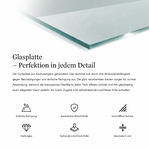 Przezroczysty prostokątny blat na stół