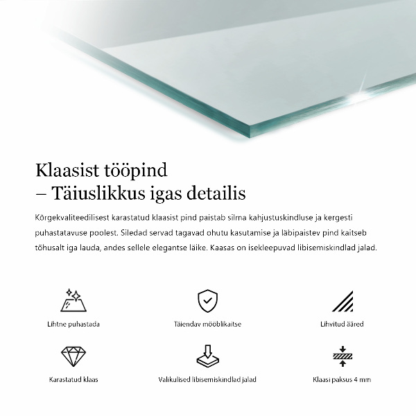 Przezroczysty prostokątny blat na stół