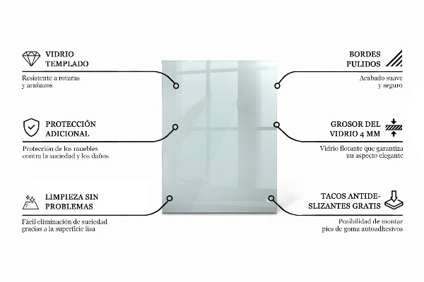 Przezroczysty prostokątny blat na stół