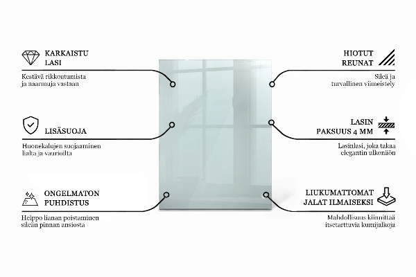 Przezroczysty prostokątny blat na stół