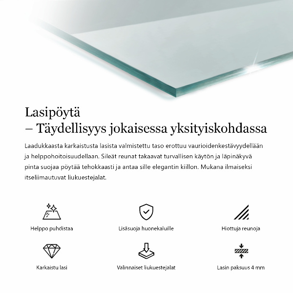 Przezroczysty prostokątny blat na stół