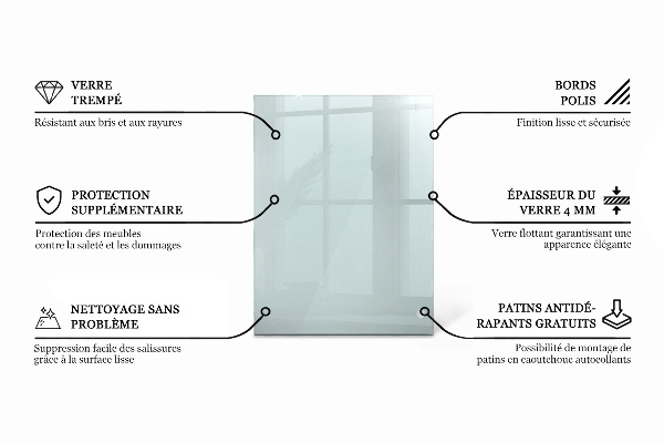 Przezroczysty prostokątny blat na stół