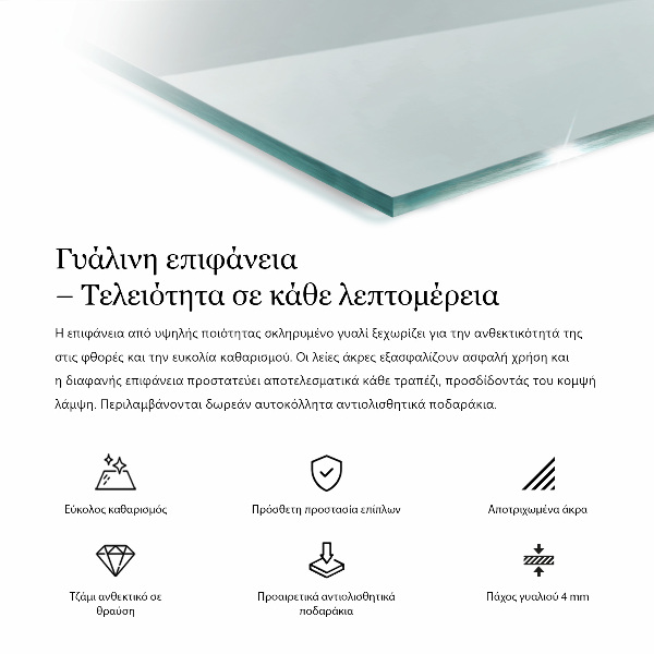 Przezroczysty prostokątny blat na stół