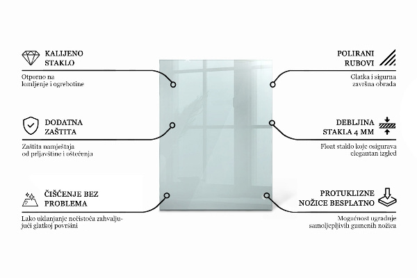 Przezroczysty prostokątny blat na stół