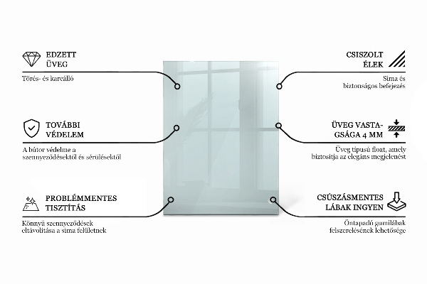 Przezroczysty prostokątny blat na stół
