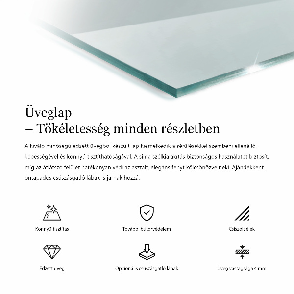 Przezroczysty prostokątny blat na stół