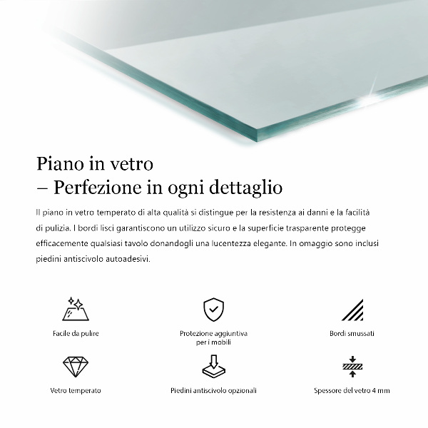 Przezroczysty prostokątny blat na stół