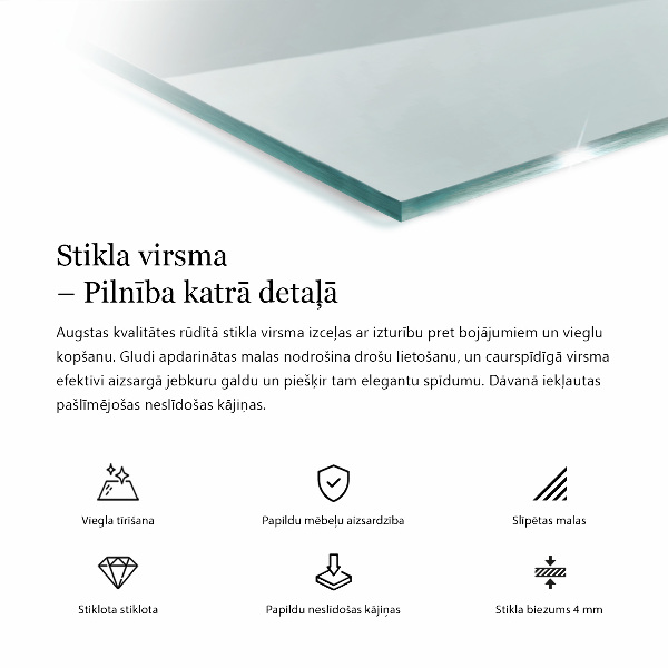 Przezroczysty prostokątny blat na stół