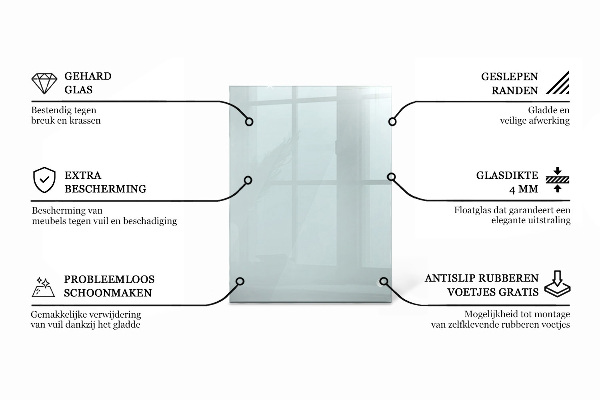 Przezroczysty prostokątny blat na stół