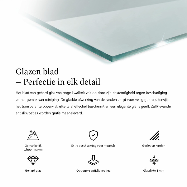 Przezroczysty prostokątny blat na stół