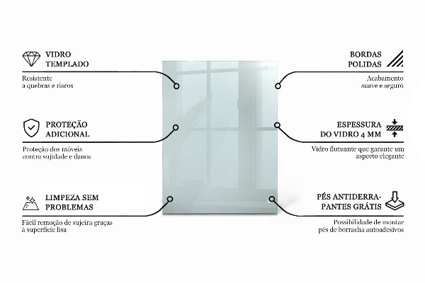 Przezroczysty prostokątny blat na stół